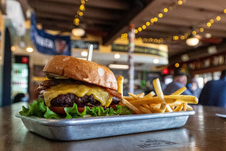 Hamburger and fries