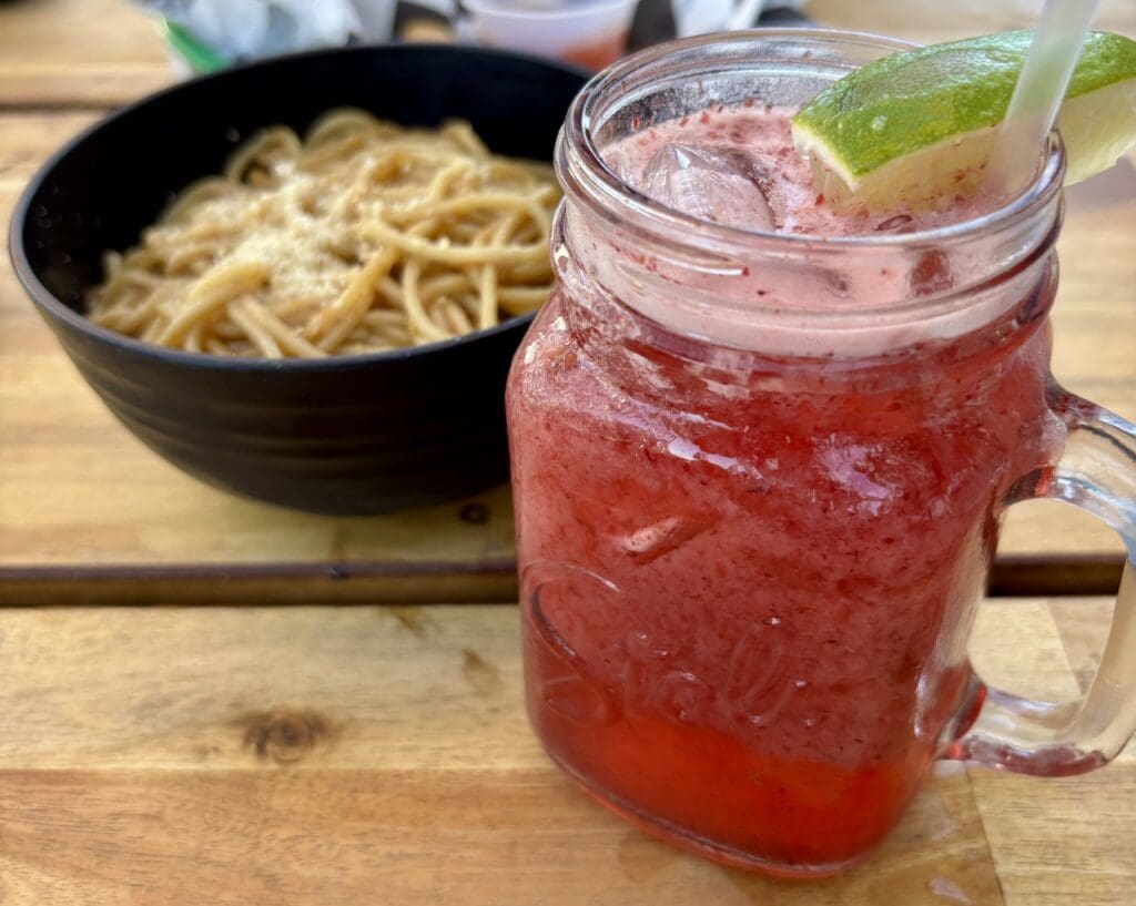 Drink and noodles