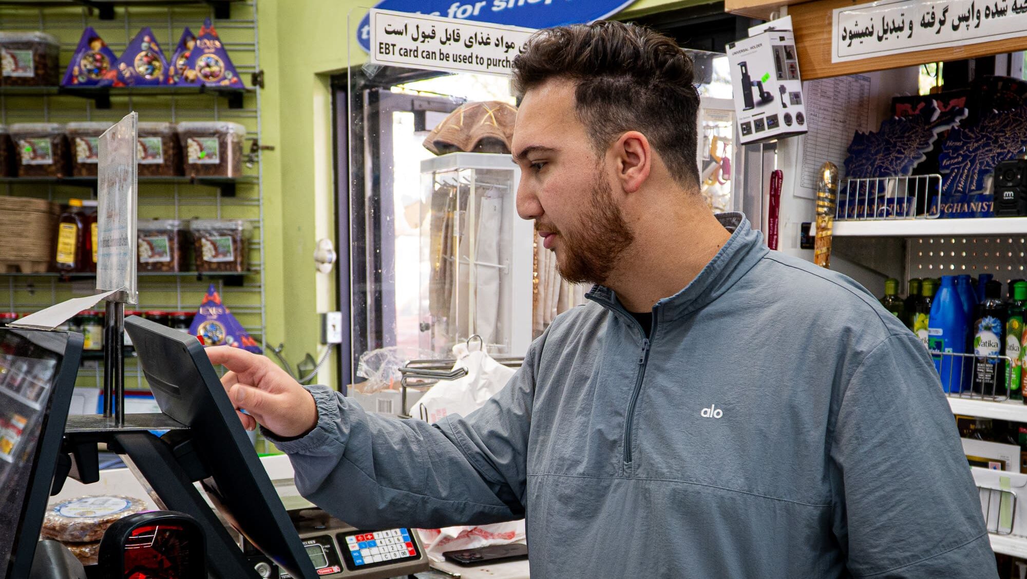 Man working at cash register