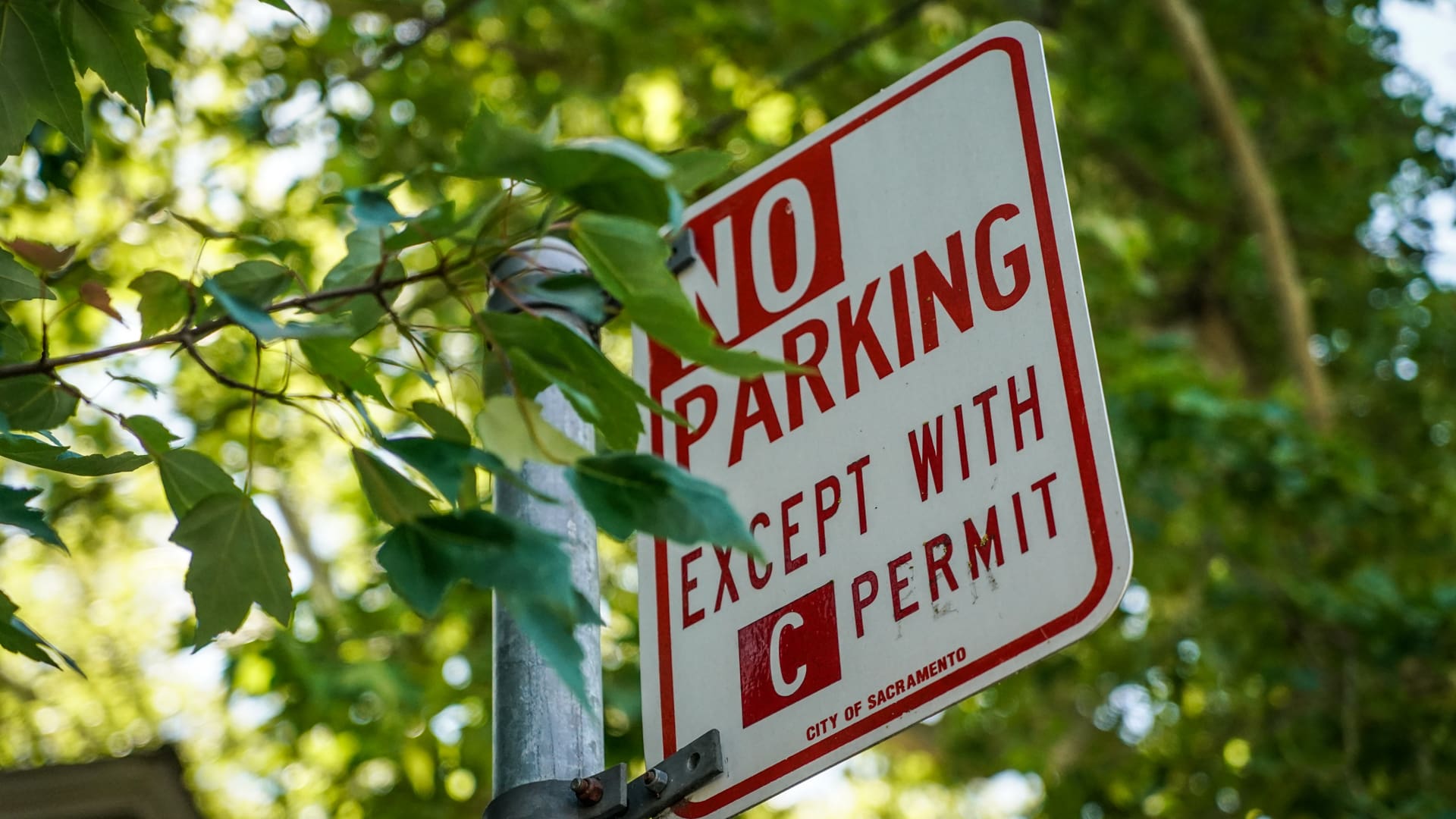 A no parking sign
