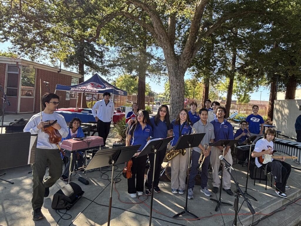 Students playing instruments