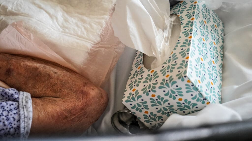 Tissues on a bed