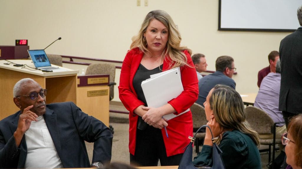 woman at meeting