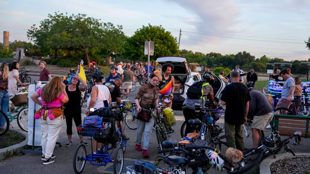 Crowd at the Bike Party in Sacramento on May 1, 2026. Photo by Denis Akbari.