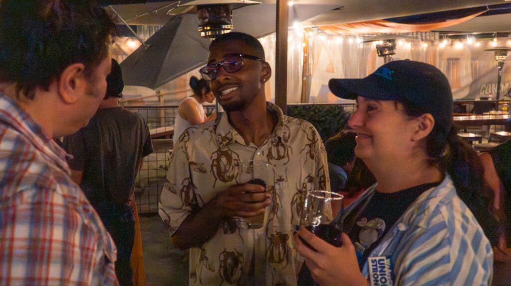 Man at campaign party