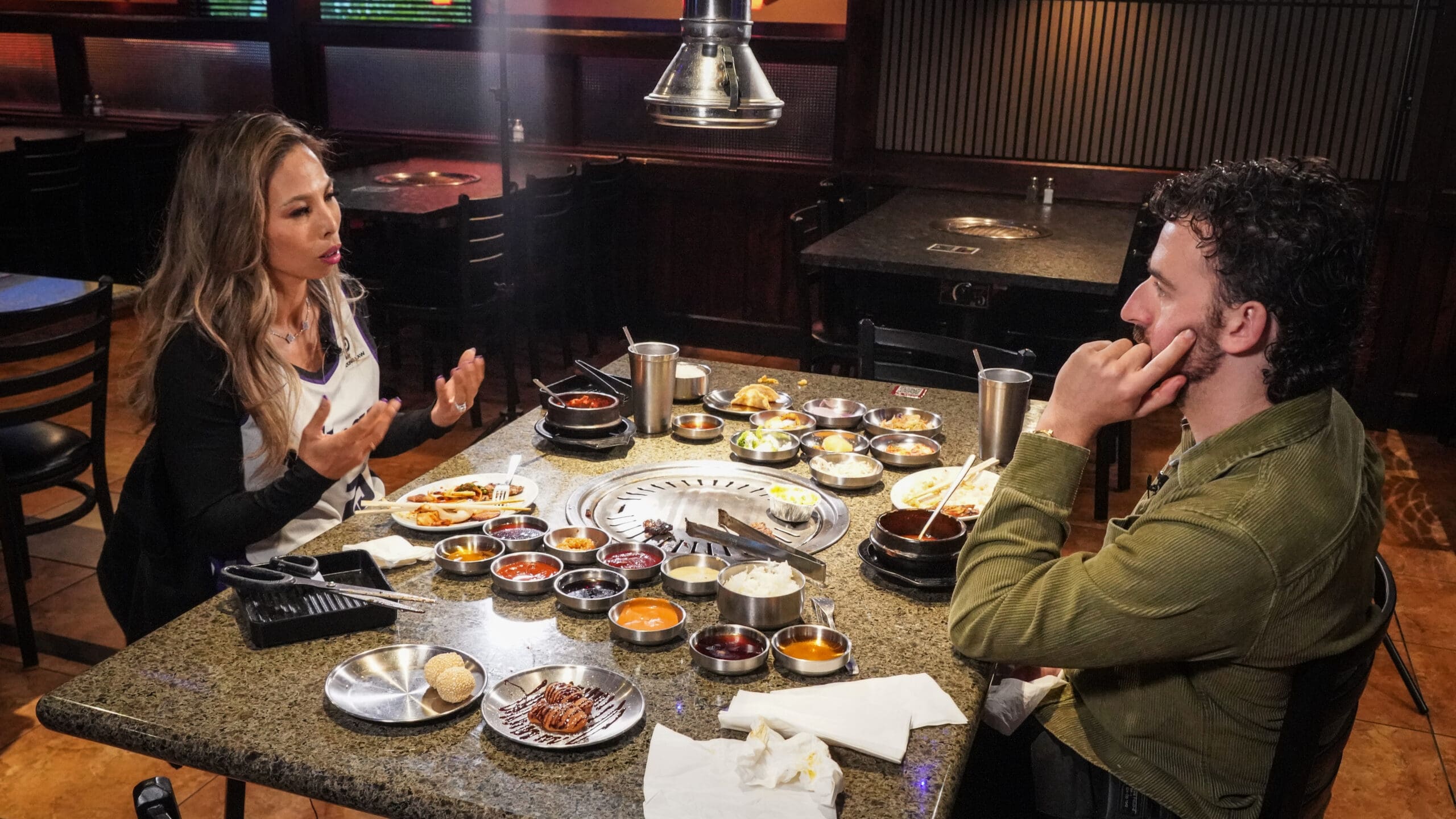 man and woman dining