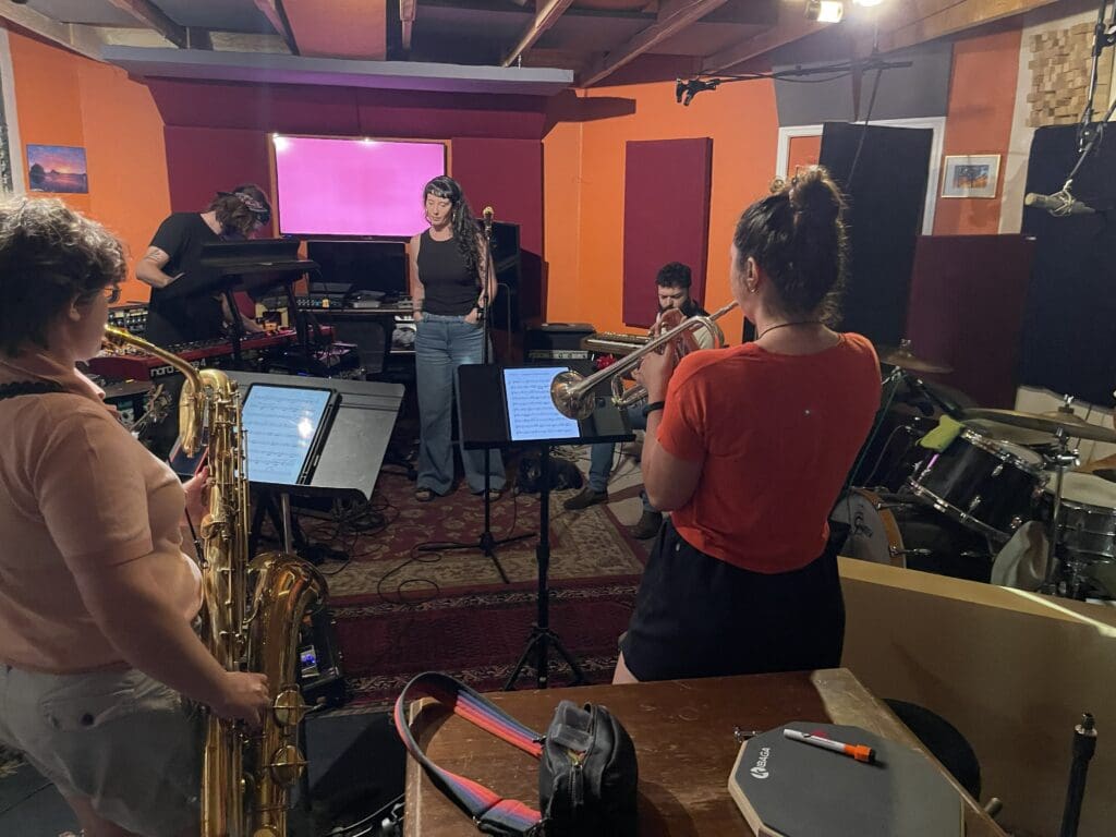 A band rehearses