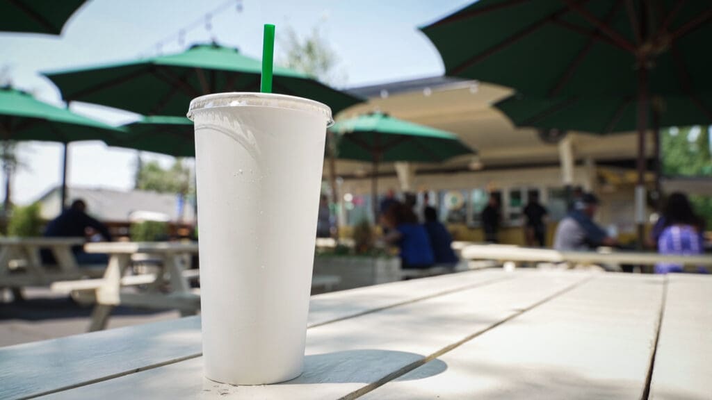 A peach shake cup