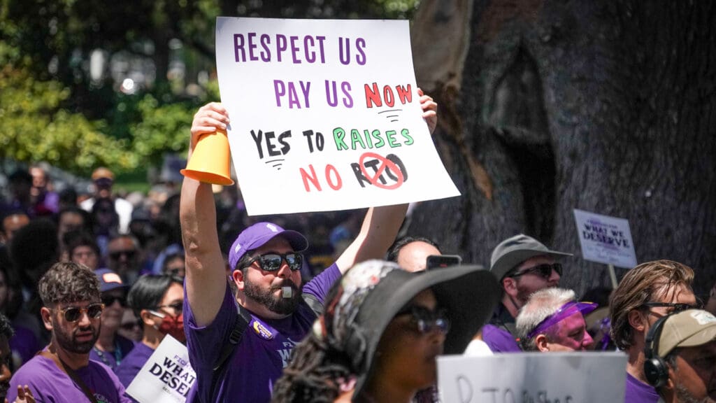 Sign at union rally