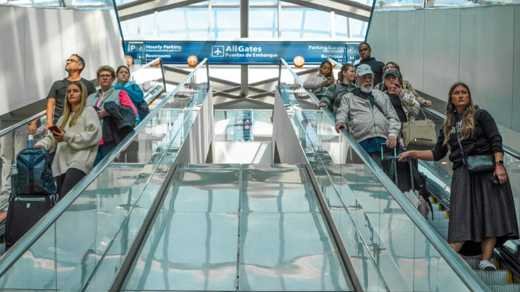 People on escalator