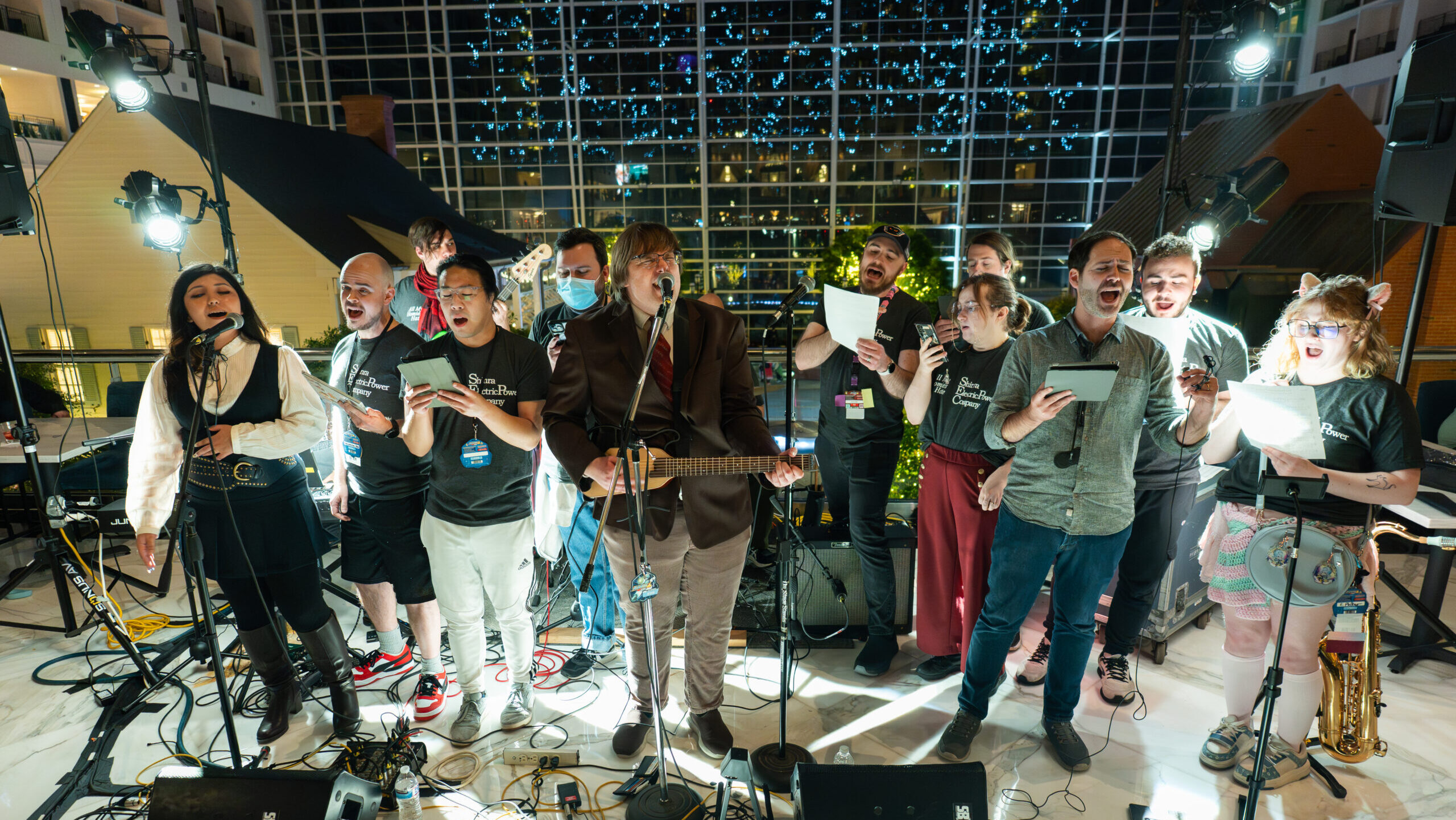 People performing a song