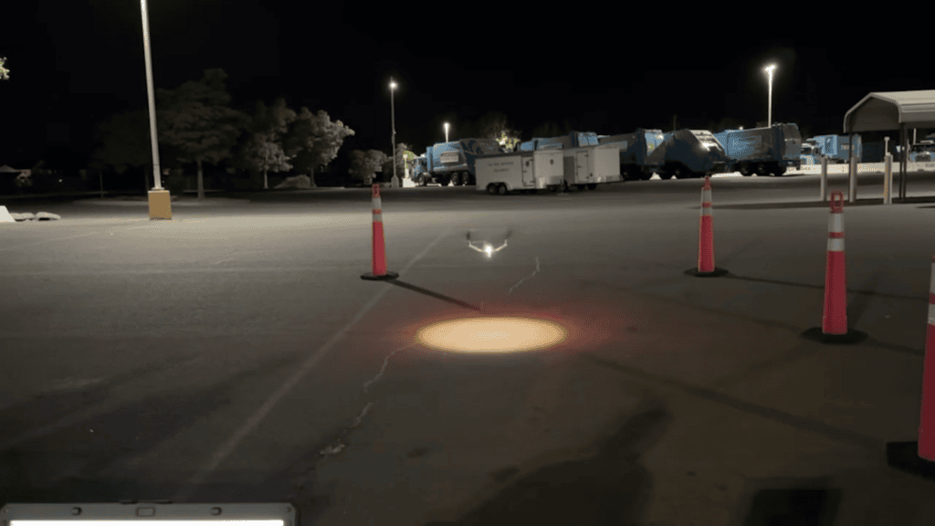 Drone in a parking lot