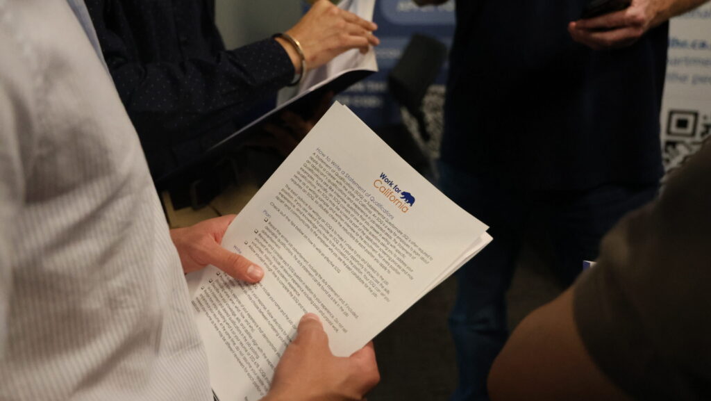 Paperwork that says Work for California