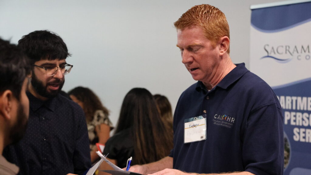 A man at a job fair