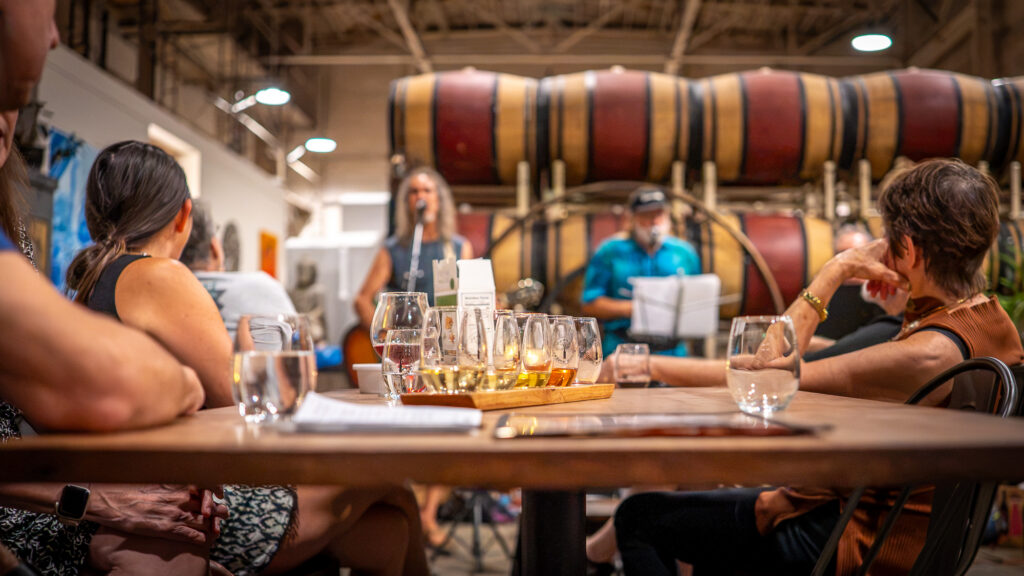 band performing in winery