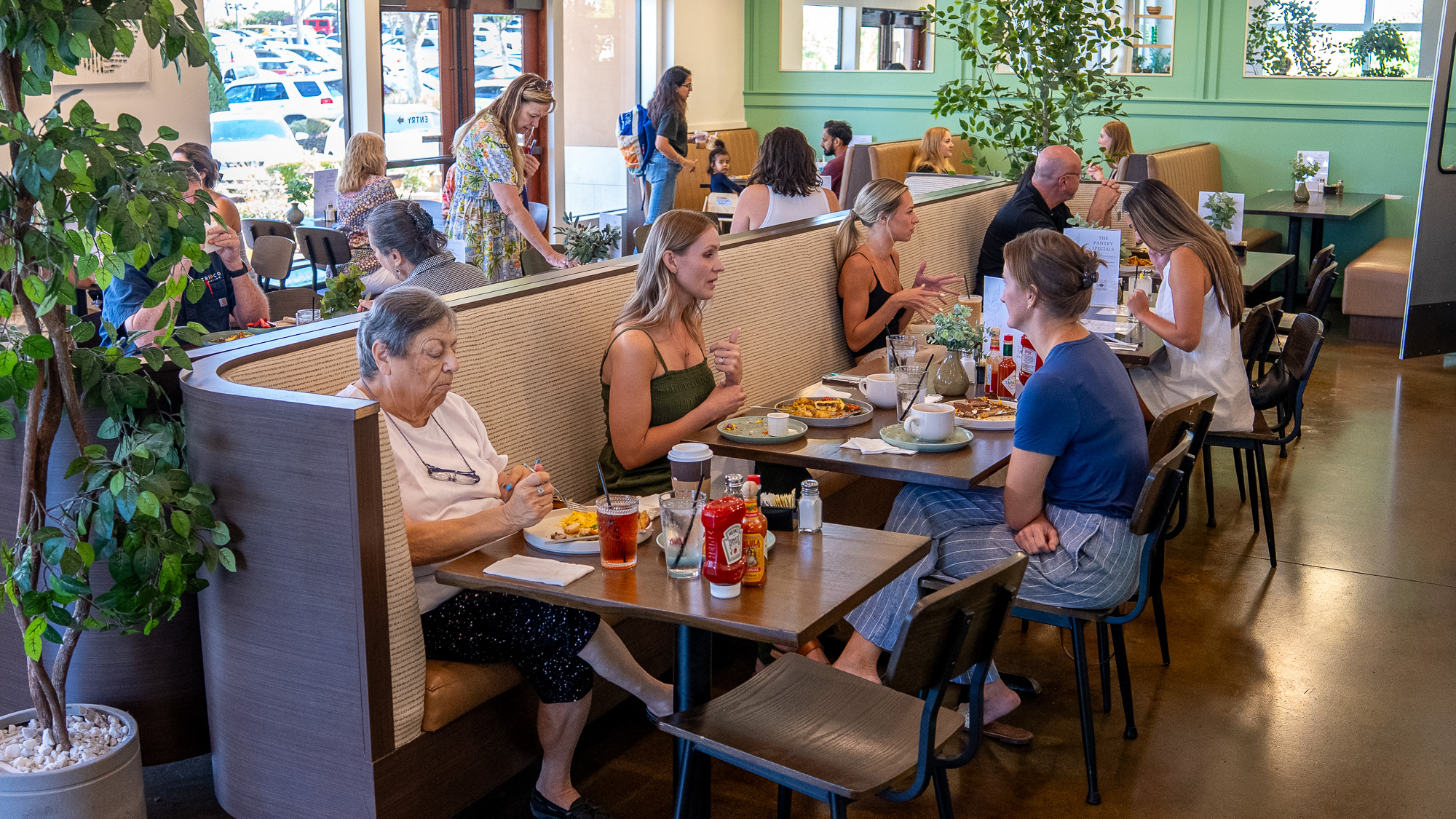 customers eating at restaurant