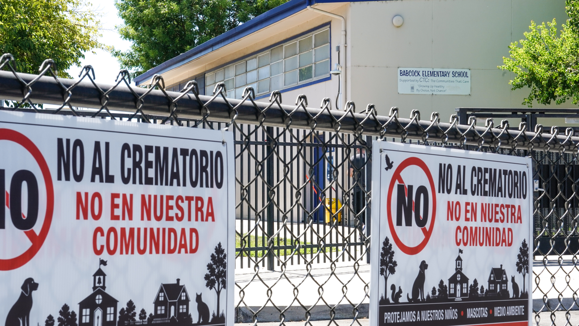 Sign in front of a school