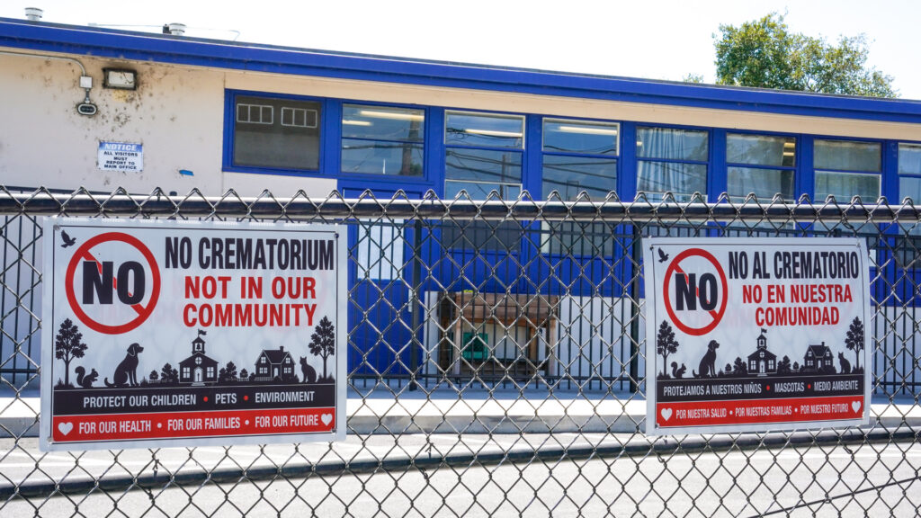 Signs on a fence