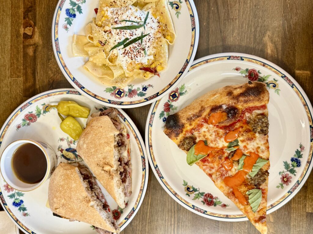 Three Italian dishes on plates