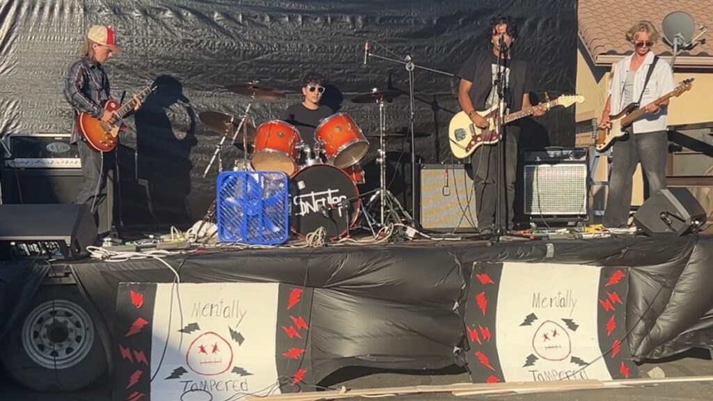 A band performs
