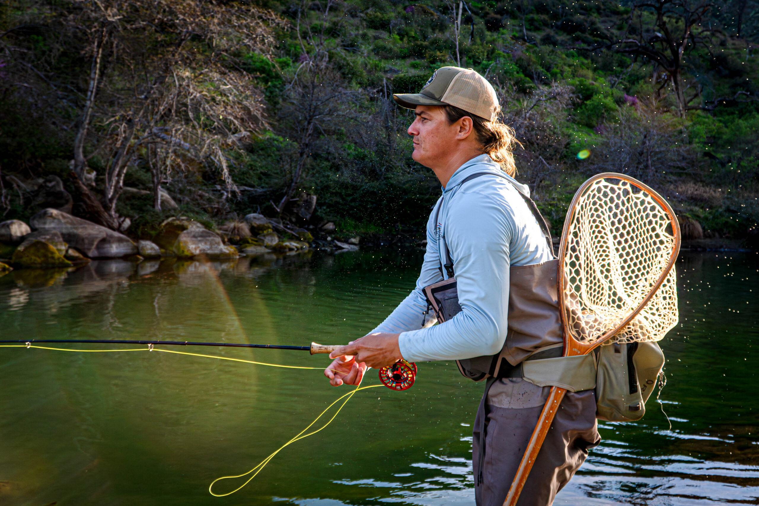 A man fishes