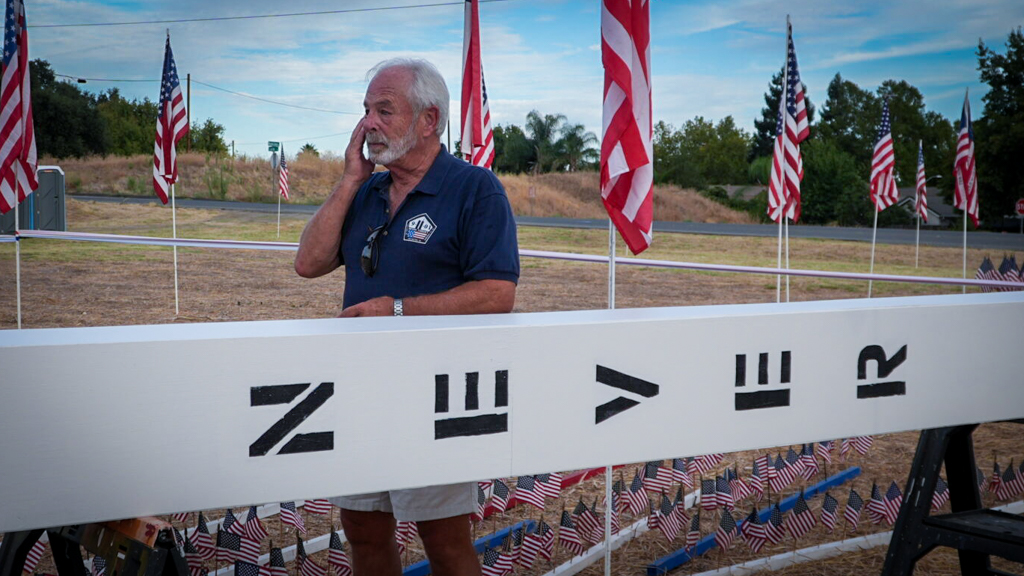 man and flags