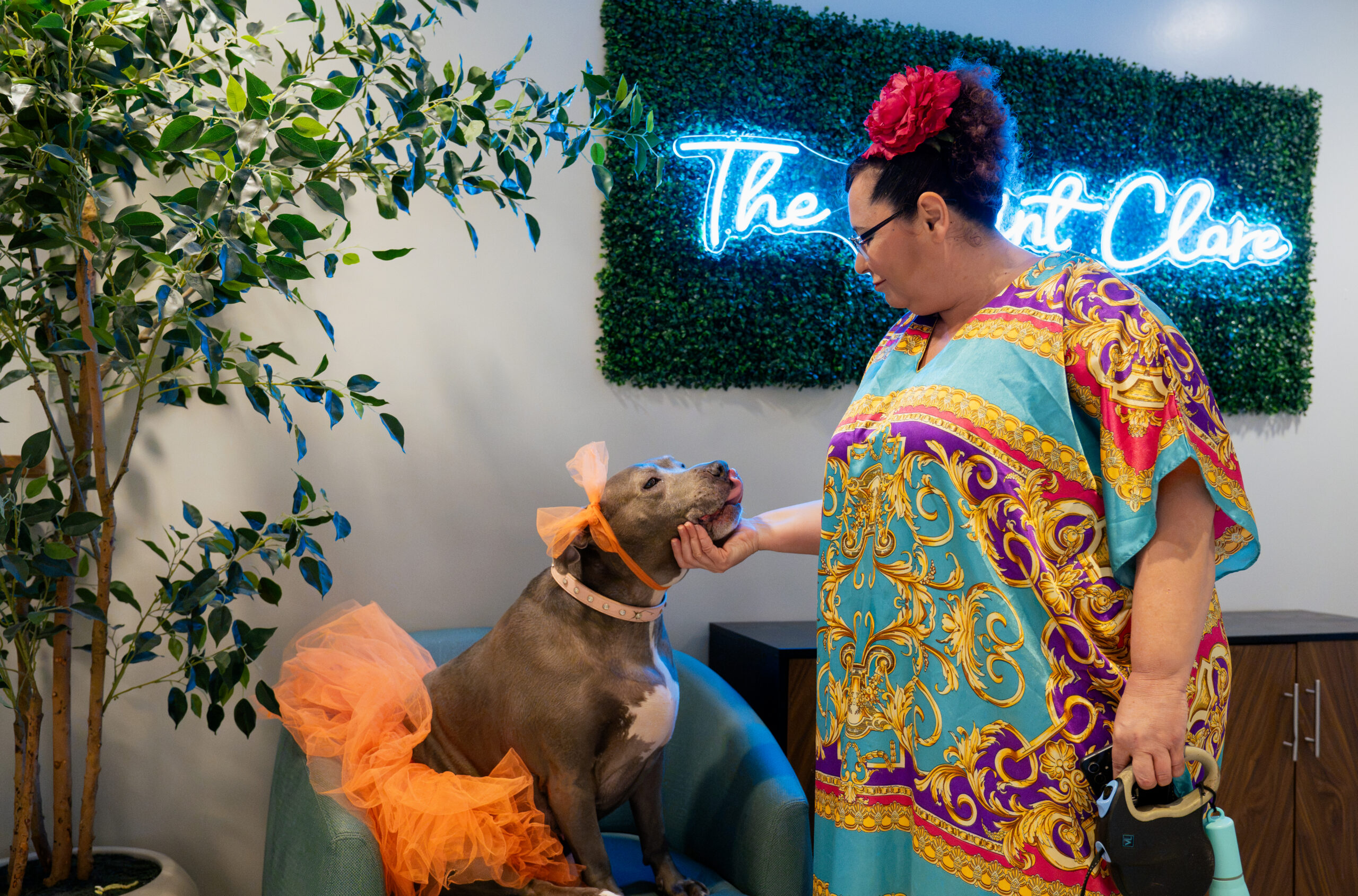 woman and dog
