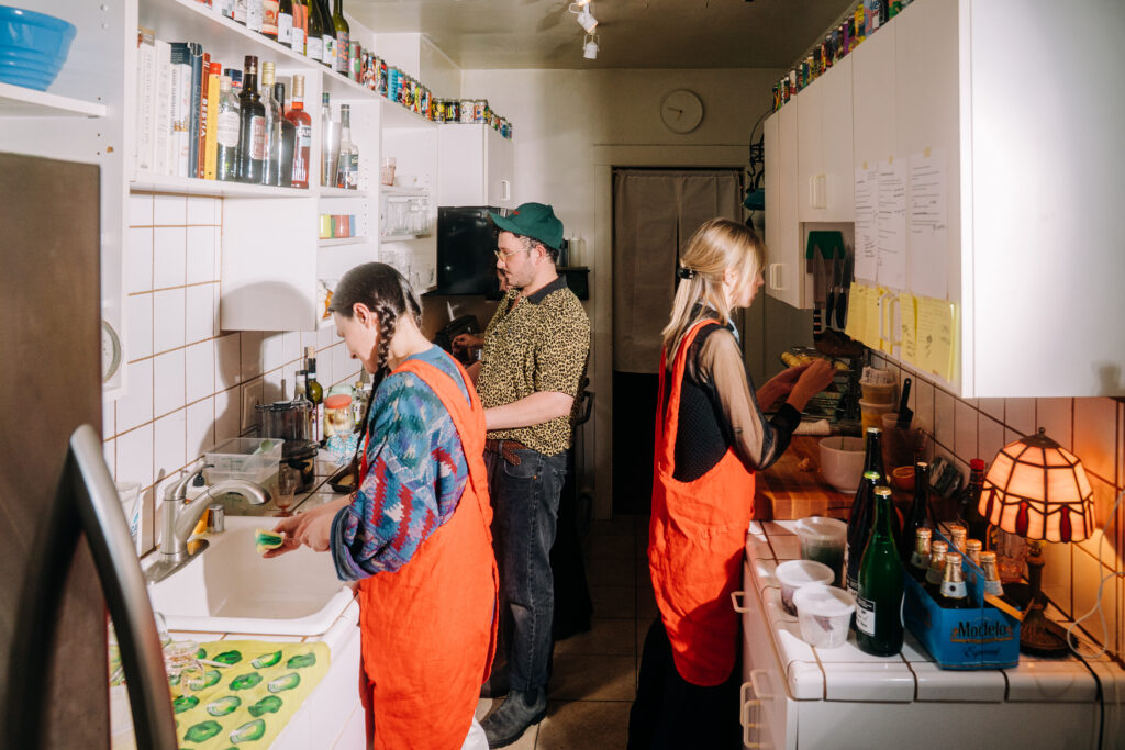 Cooking in a kitchen