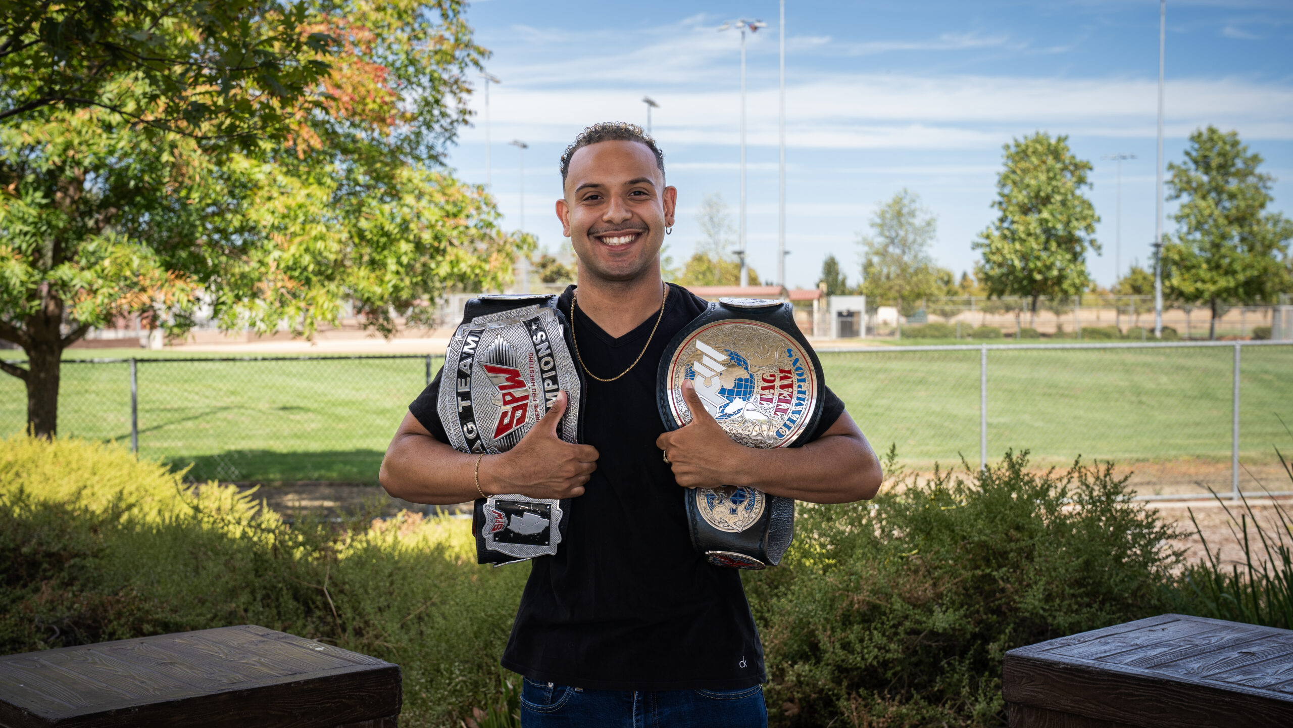 wrestler, championship belts