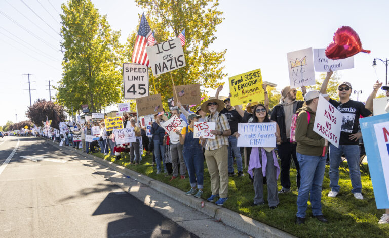 People rally