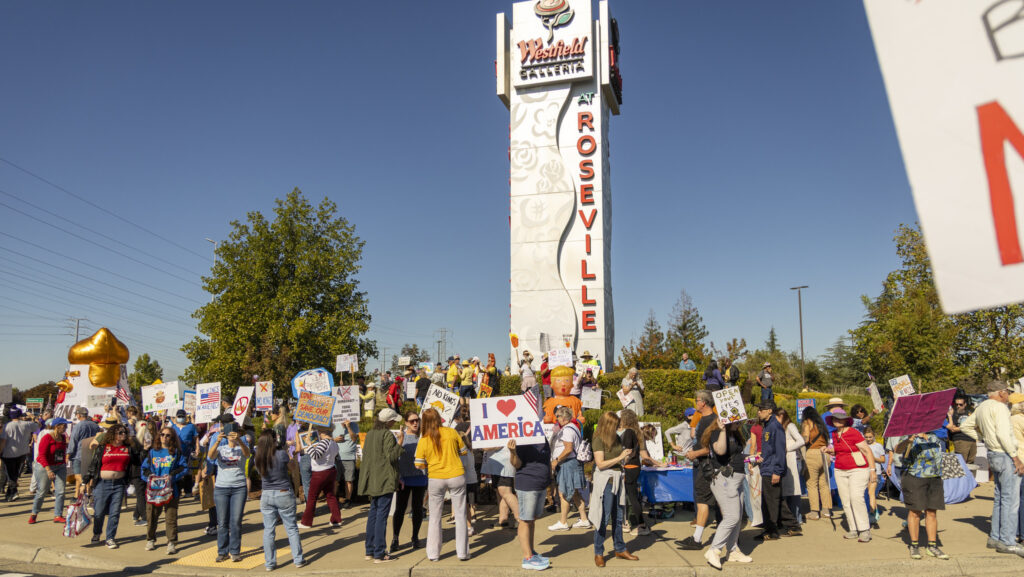 People rally