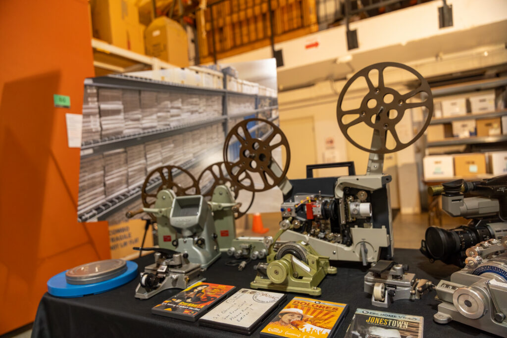 Old filmmaking equipment.