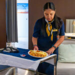 woman serving food