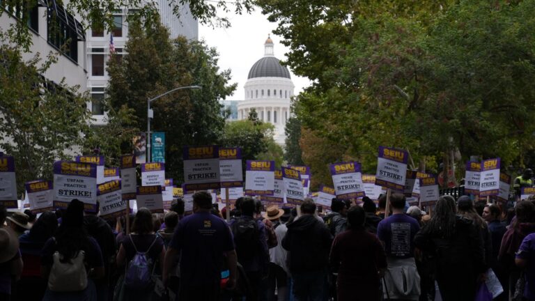 Workers march toward Capitol