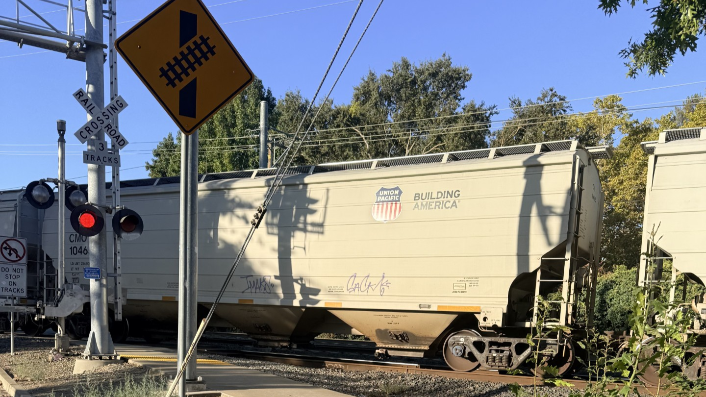 Stopped freight train